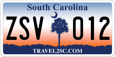 SC license plate ZSV012