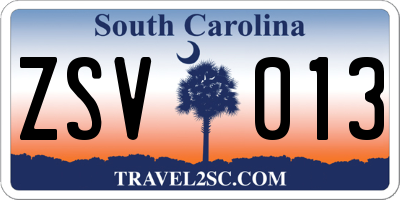 SC license plate ZSV013