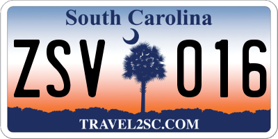 SC license plate ZSV016