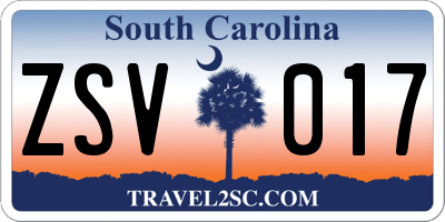 SC license plate ZSV017