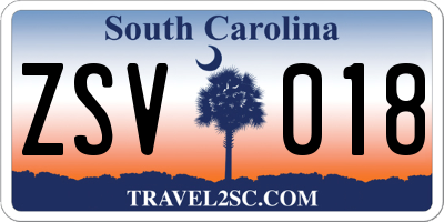 SC license plate ZSV018
