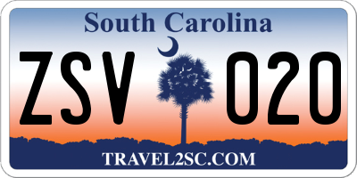 SC license plate ZSV020