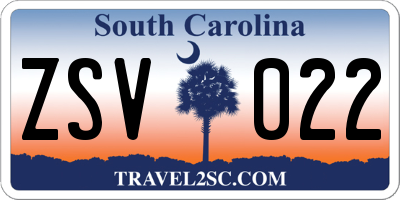 SC license plate ZSV022