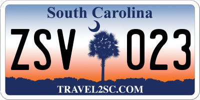 SC license plate ZSV023