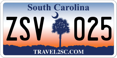 SC license plate ZSV025