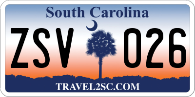SC license plate ZSV026