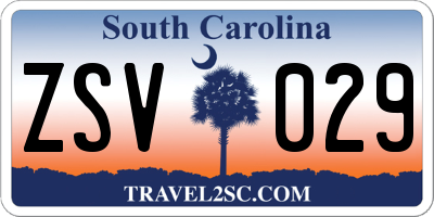SC license plate ZSV029