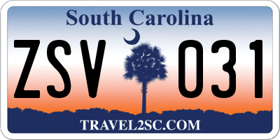 SC license plate ZSV031