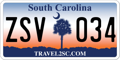 SC license plate ZSV034
