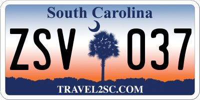 SC license plate ZSV037
