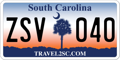 SC license plate ZSV040