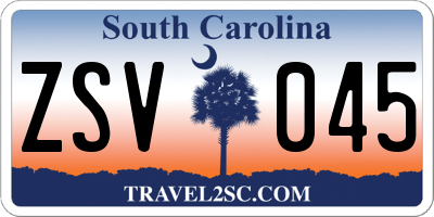 SC license plate ZSV045