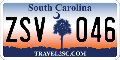 SC license plate ZSV046
