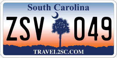 SC license plate ZSV049