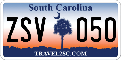 SC license plate ZSV050