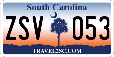 SC license plate ZSV053
