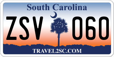 SC license plate ZSV060