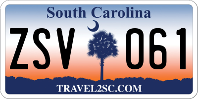 SC license plate ZSV061
