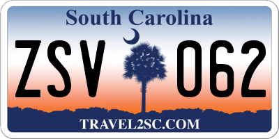 SC license plate ZSV062