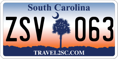 SC license plate ZSV063