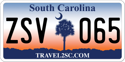 SC license plate ZSV065