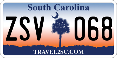 SC license plate ZSV068
