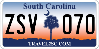 SC license plate ZSV070