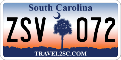 SC license plate ZSV072