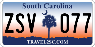 SC license plate ZSV077