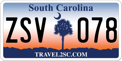 SC license plate ZSV078