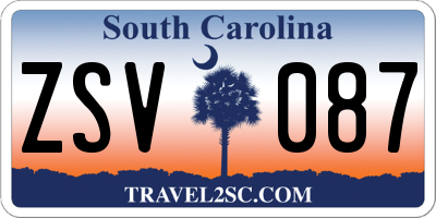 SC license plate ZSV087