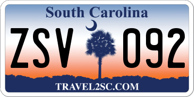 SC license plate ZSV092