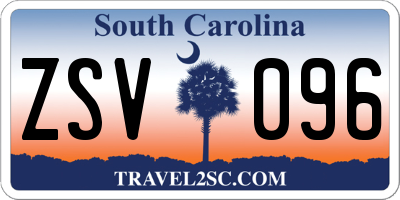 SC license plate ZSV096