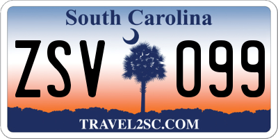 SC license plate ZSV099