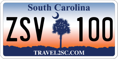 SC license plate ZSV100
