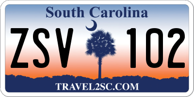 SC license plate ZSV102