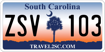 SC license plate ZSV103
