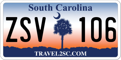 SC license plate ZSV106