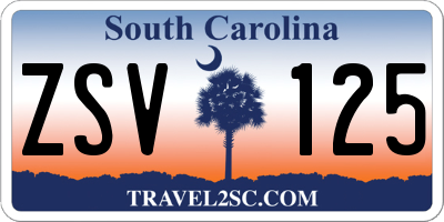 SC license plate ZSV125
