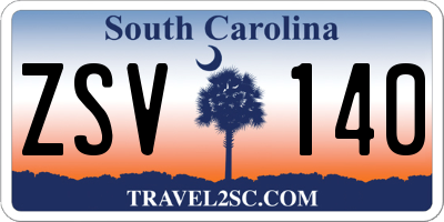 SC license plate ZSV140