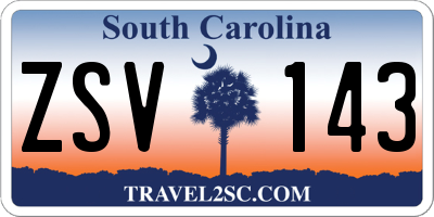 SC license plate ZSV143