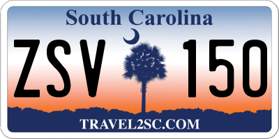 SC license plate ZSV150