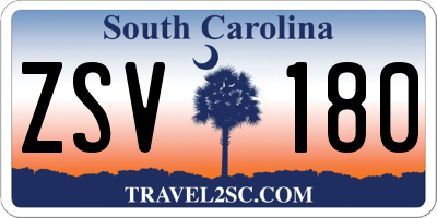 SC license plate ZSV180
