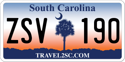 SC license plate ZSV190