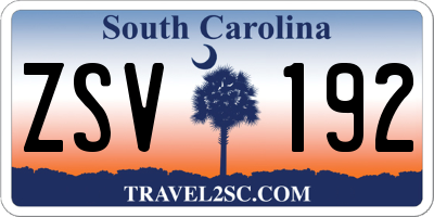 SC license plate ZSV192