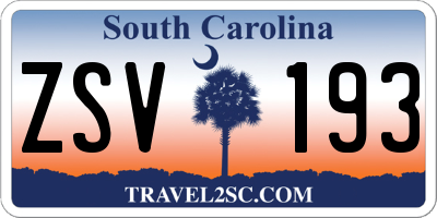 SC license plate ZSV193