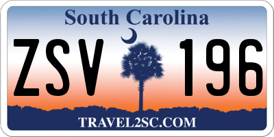 SC license plate ZSV196