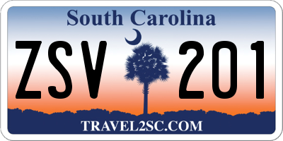 SC license plate ZSV201