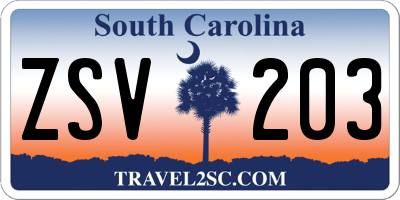 SC license plate ZSV203