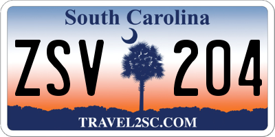 SC license plate ZSV204